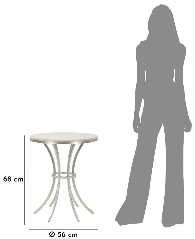 MESA DE APOIO ISTANBUL Ø 56X68 CM PRATA E BRANCO