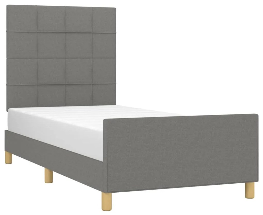Estrutura de cama sem colchão 90x200 cm tecido cinzento-escuro