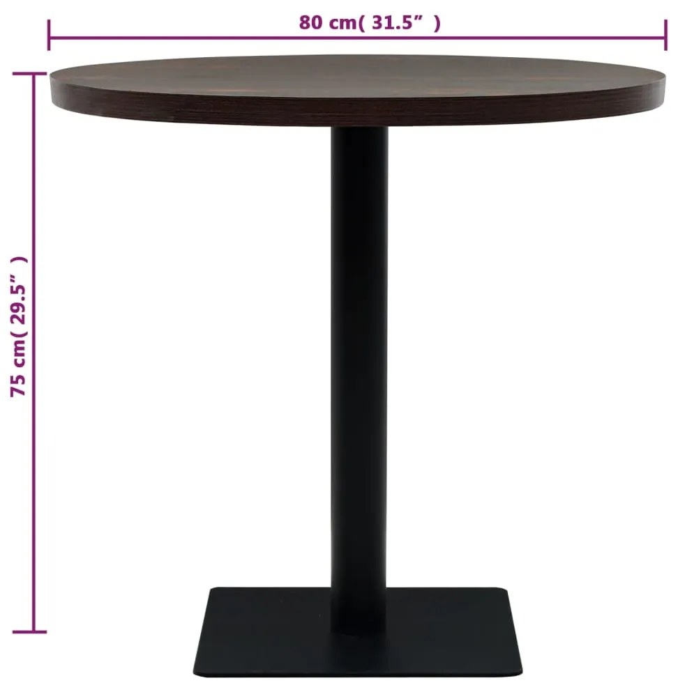 Mesa bistrô em MDF e aço redonda 80x75 cm cinzento escuro