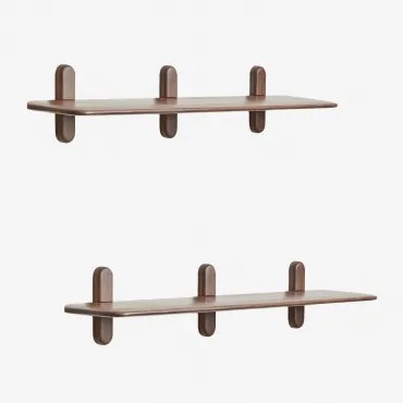 Pack De 2 Prateleiras De Parede Em Madeira Veleta Castanho-acácia Escuro & ↔︎ 130 Cm - Sklum