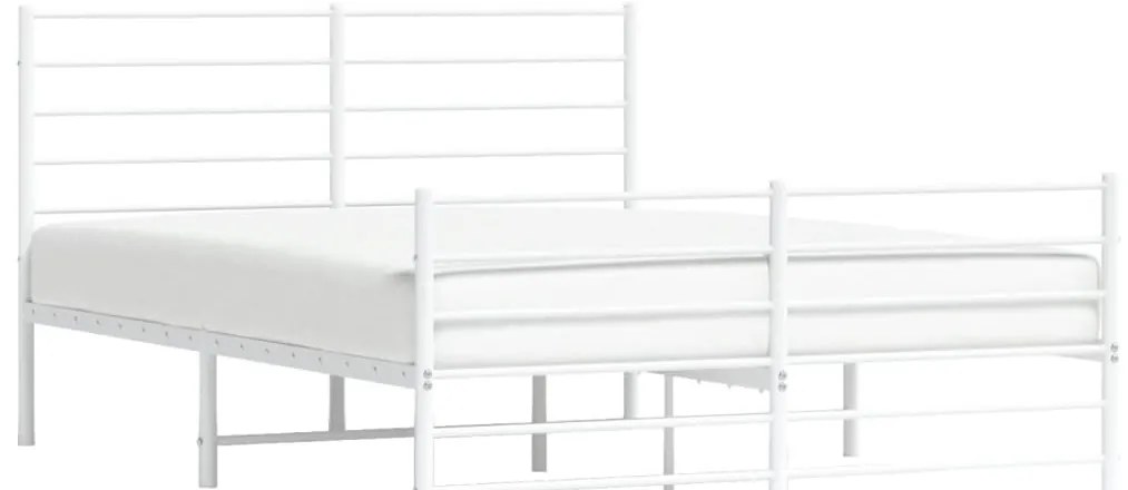 Estrutura de cama com cabeceira e pés 120x190 cm metal branco