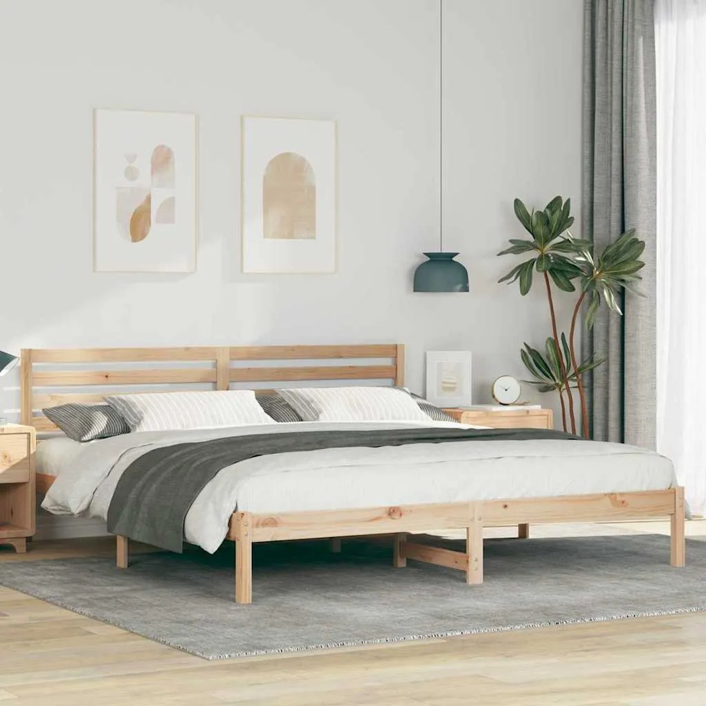 Estrutura da Cama com cabeceira Castanho 200 x 200 cm