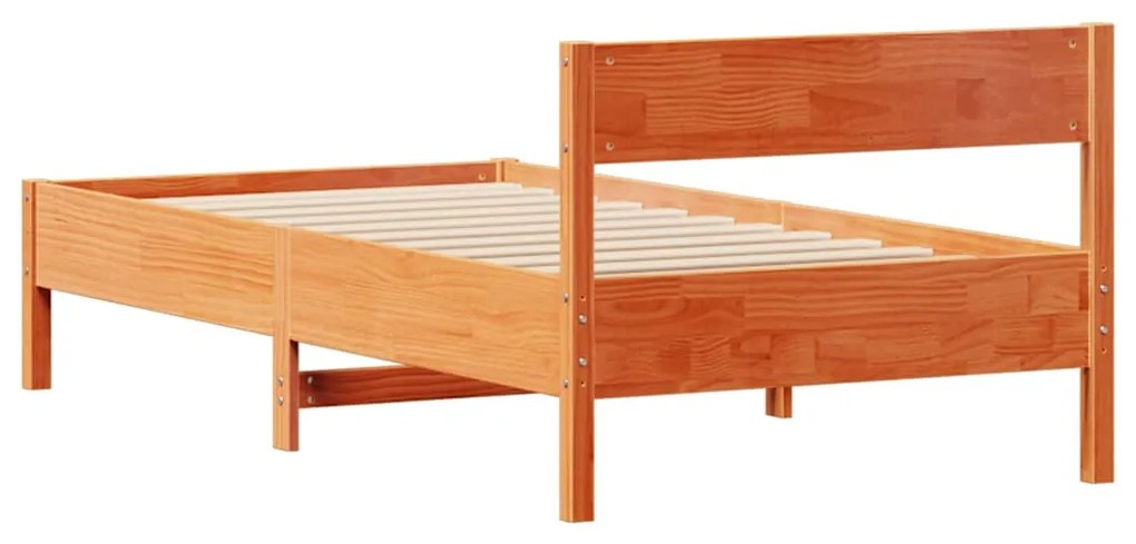 Cama sem colchão 90x200 cm pinho maciço castanho-mel