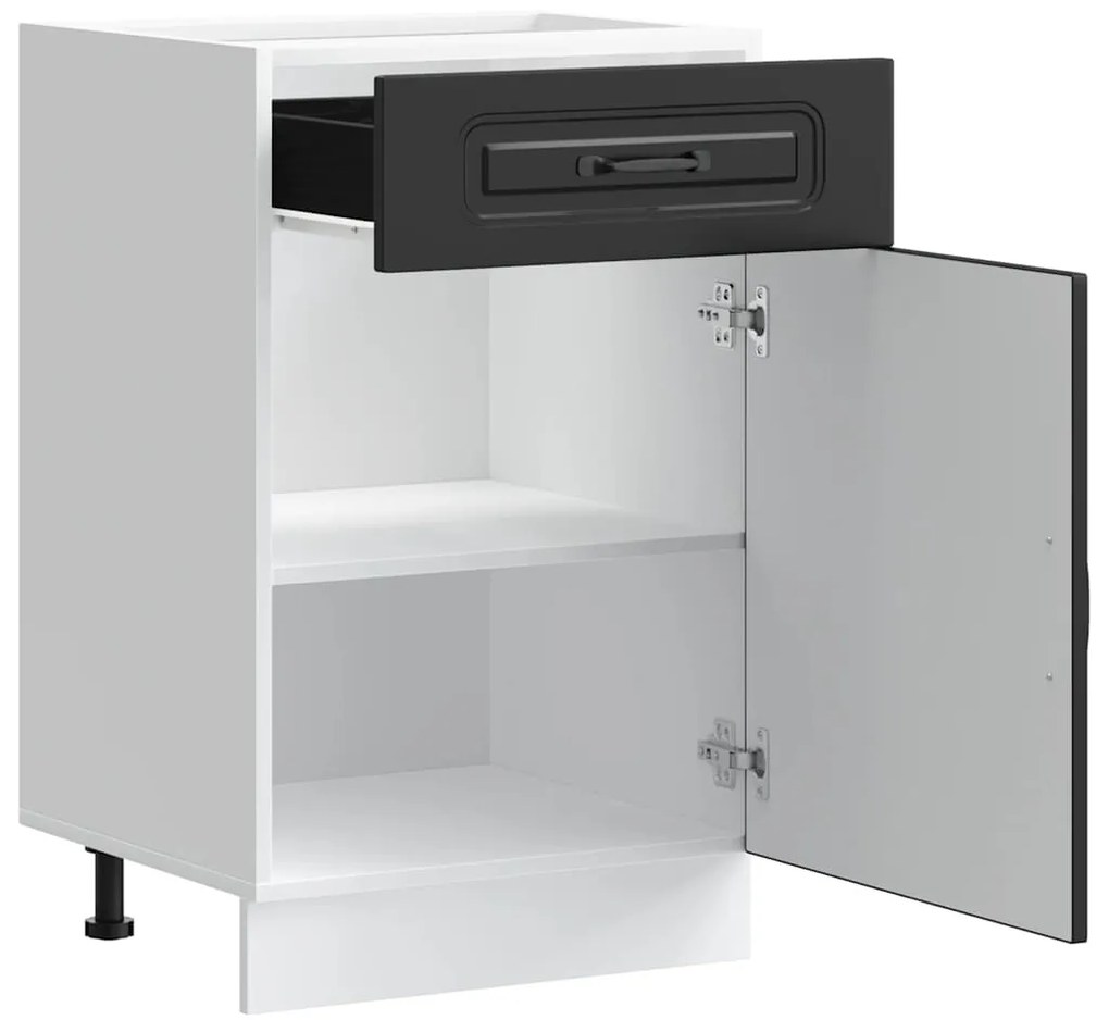 Armário de cozinha baixo Kalmar madeira artificial preto