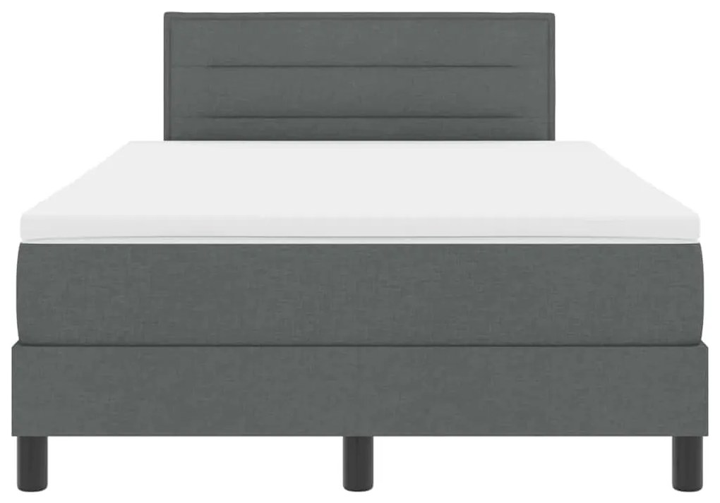 Cama Box Spring com Colchão e LED Cinza Escuro 120x200 cm Tecido