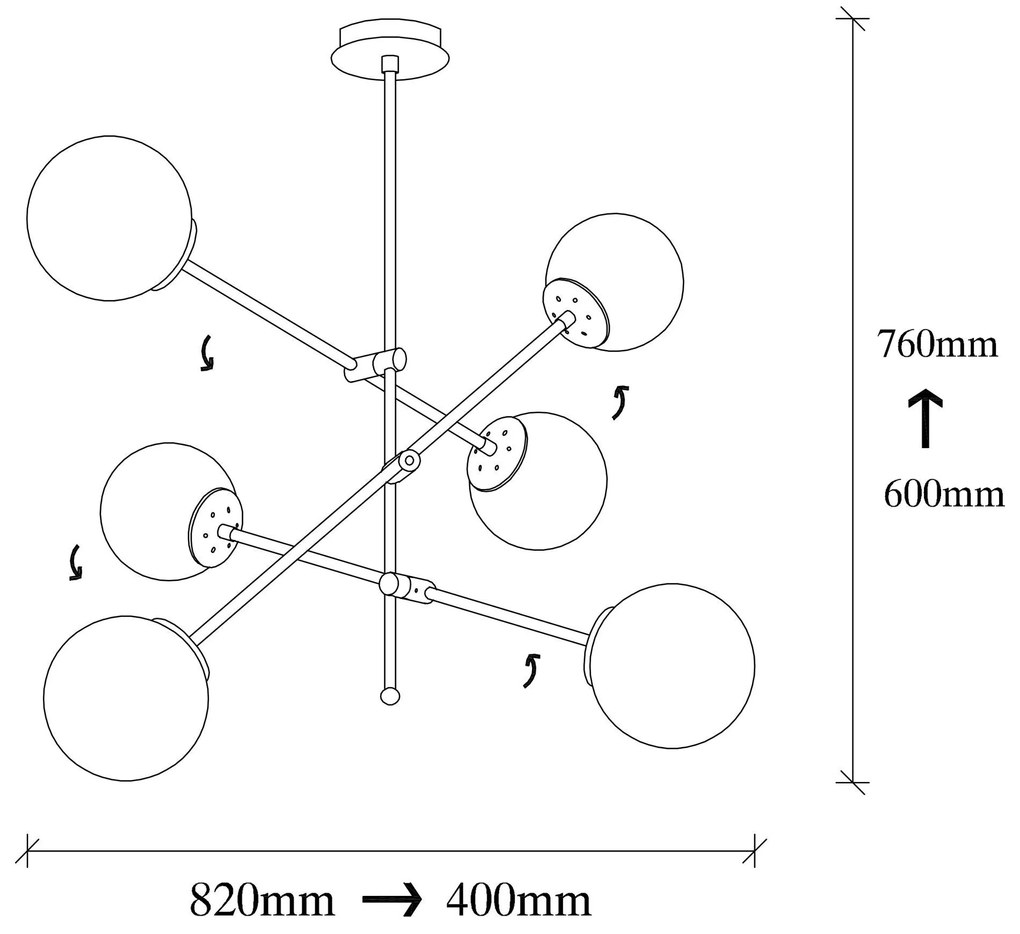 Chandelier Martı – Preto – Diâmetro 82 cm
