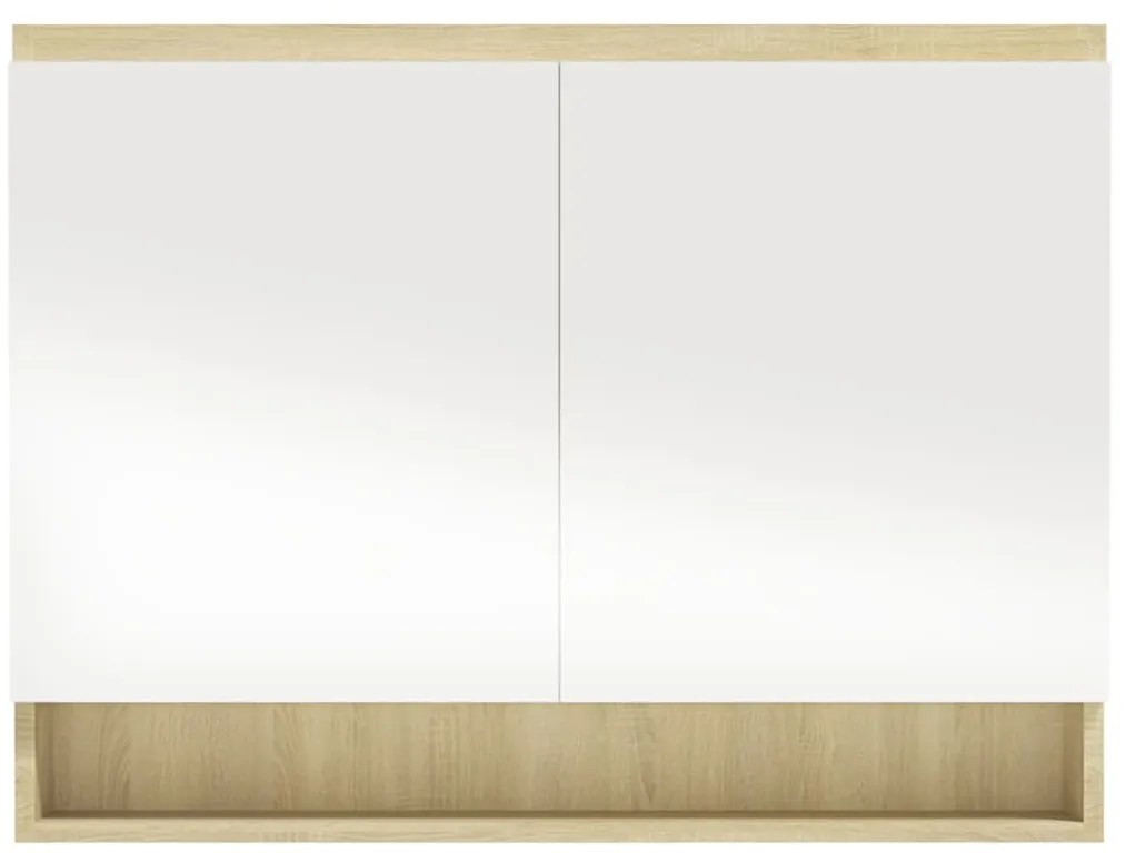 Armário espelhado p/ casa banho 80x15x60 cm MDF branco/carvalho