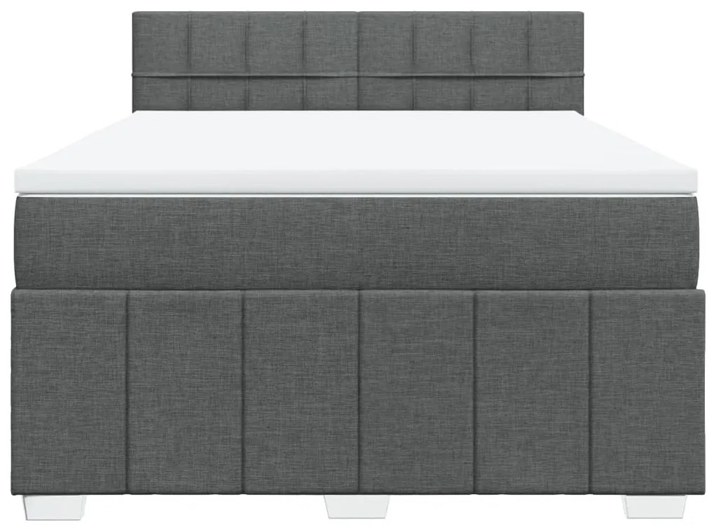 Cama com molas/colchão 160x200 cm tecido cinzento-escuro