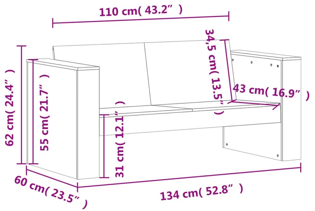 2 pcs conjunto lounge de jardim pinho maciço castanho-mel
