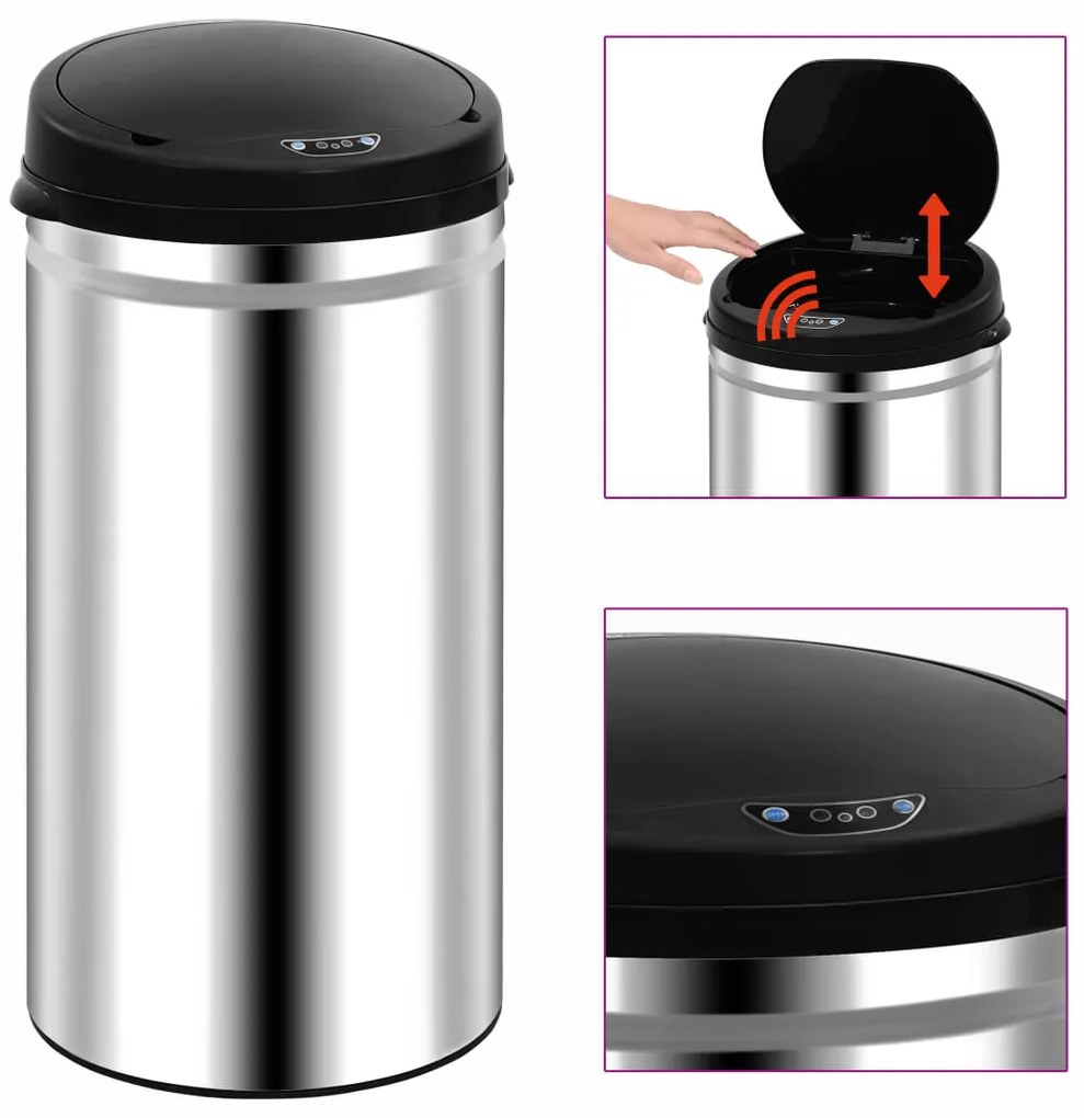 Caixote do lixo com sensor automático 50 L aço inoxidável
