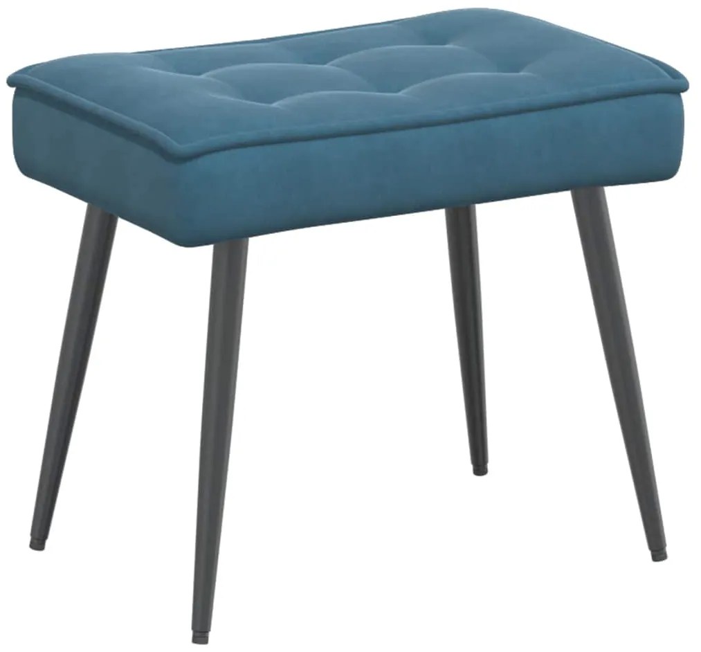 Cadeira de descanso com banco veludo azul