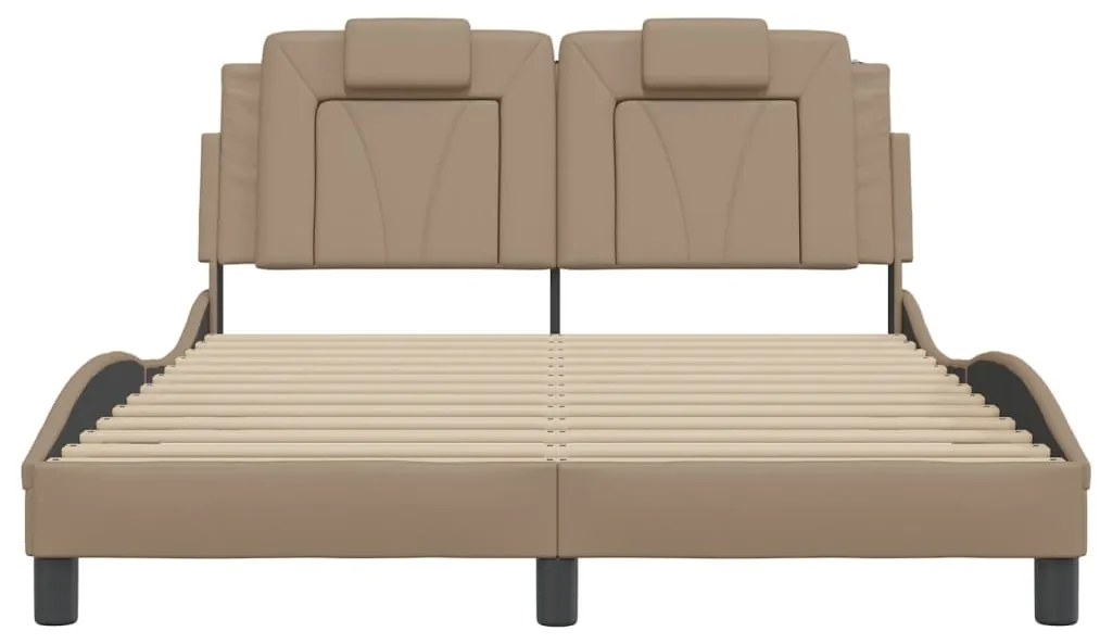 Estrutura cama cabeceira 120x200 cm couro artificial cappuccino