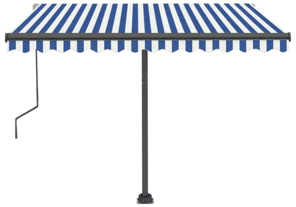 Toldo automático independente 300x250 cm azul e branco