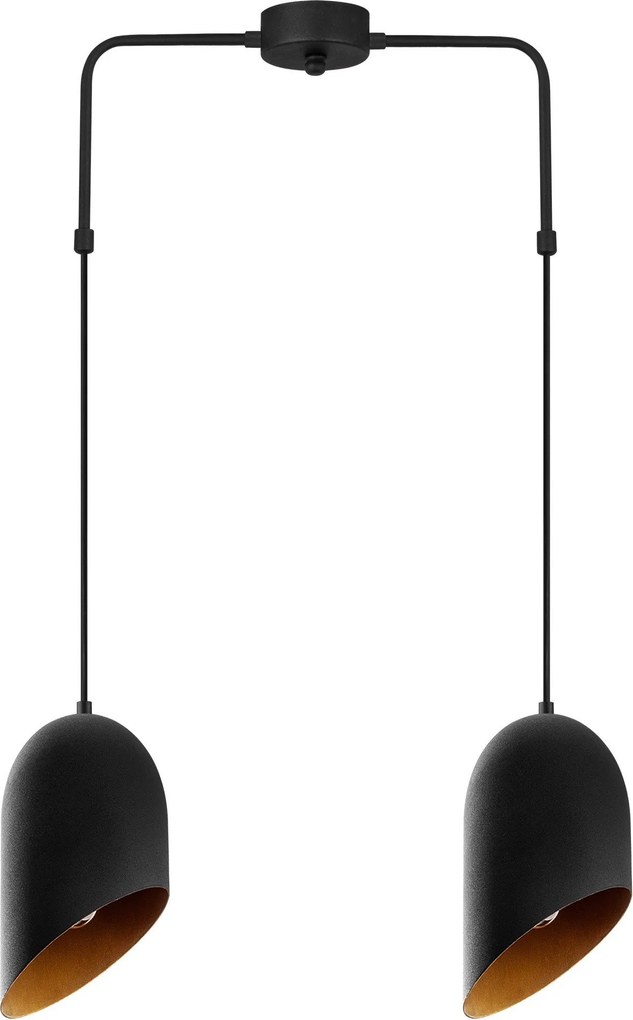 Candeeiro de Teto Kesik – Preto e Dourado – 52 x 12 cm