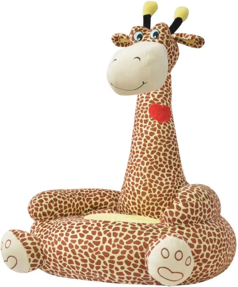 Cadeira em pelúcia infantil, girafa, castanho