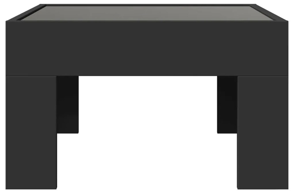 Mesa de centro luzes LED Infinity 50x50x30 cm preto