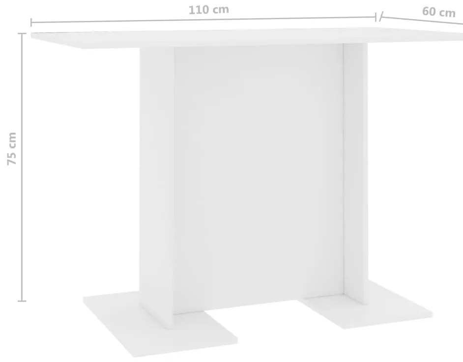 Mesa de jantar 110x60x75 cm derivados de madeira branco
