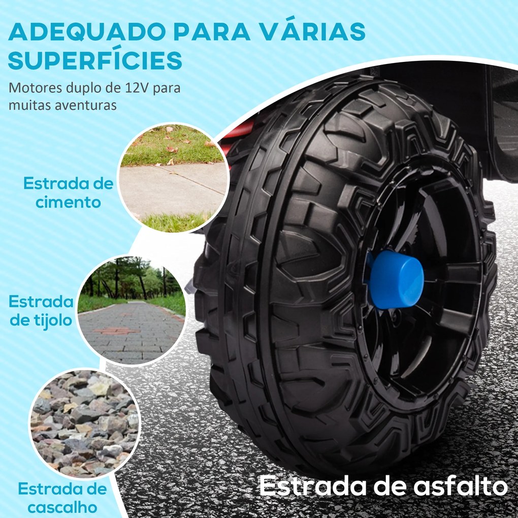 Moto 4 elétrica para Crianças com Bateria 12V Faróis e Música Carga 30 kg 85x55,5x62 cm Azul