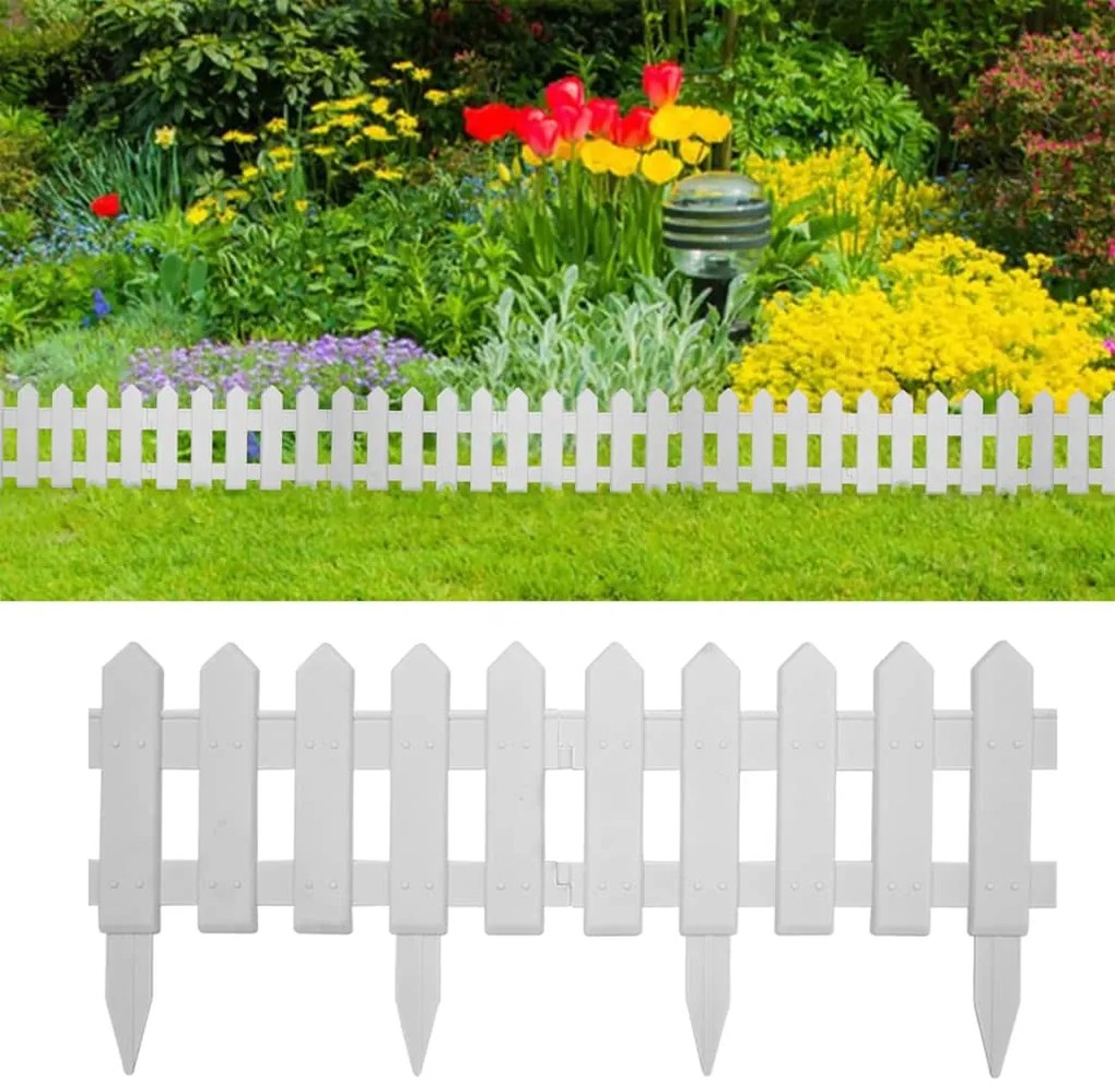 48616 vidaXL Bordas de relvado 25 pcs 10 m PP branco