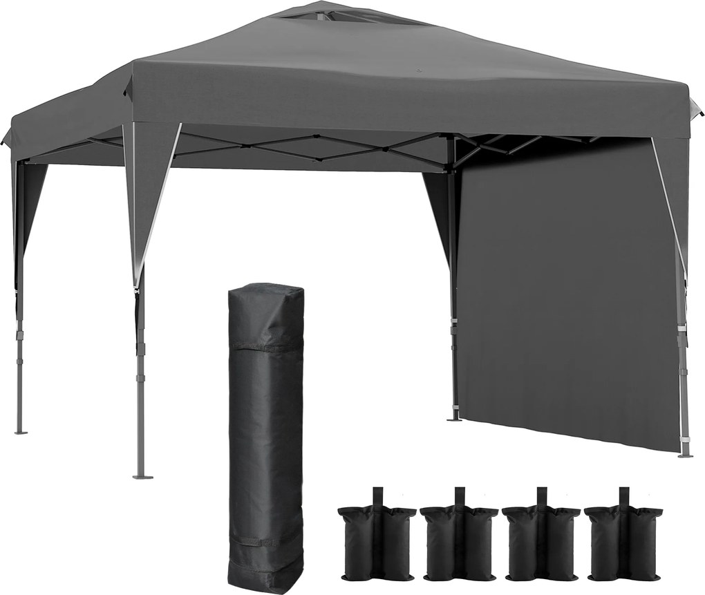 Outsunny Tenda barnum de jardim dobrável com parede lateral removível + saco de transporte aço tecido Oxford | Aosom Portugal
