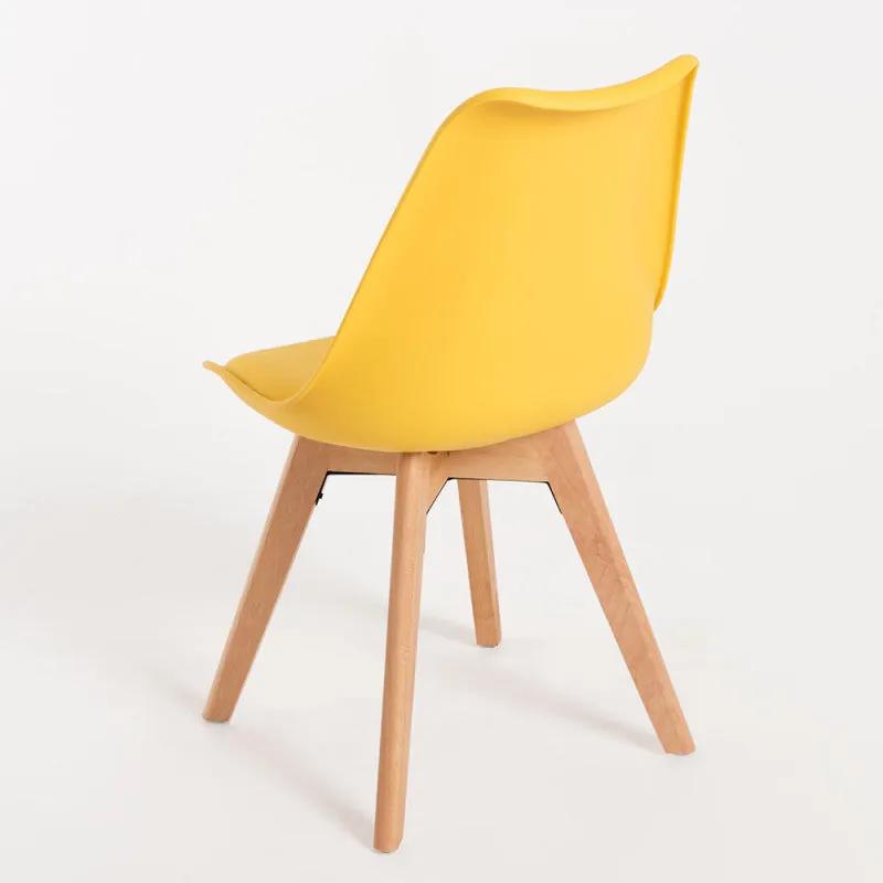Cadeira Lena com Assento Almofadado - Amarelo - Design Nórdico