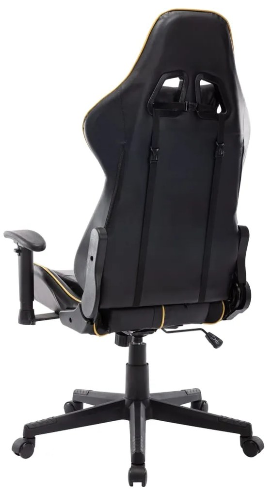Cadeira de gaming couro artificial preto e dourado