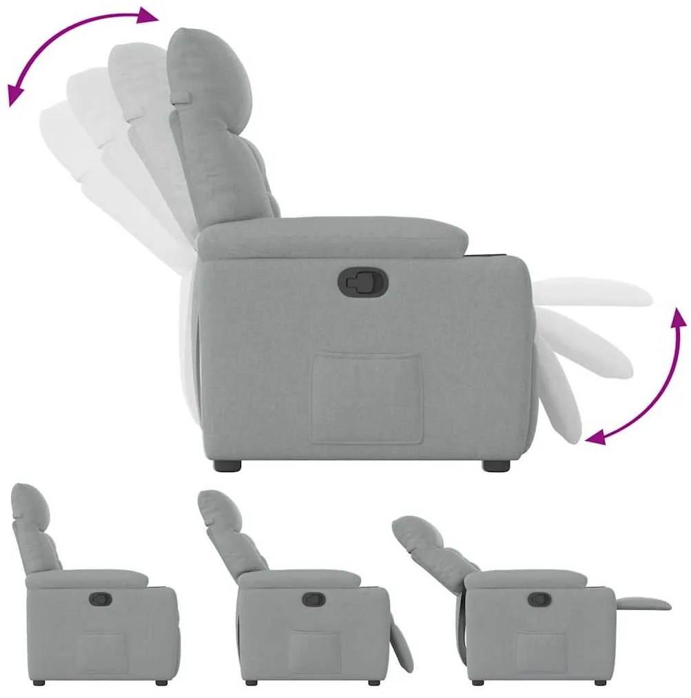 Poltrona reclinável tecido cinzento-claro