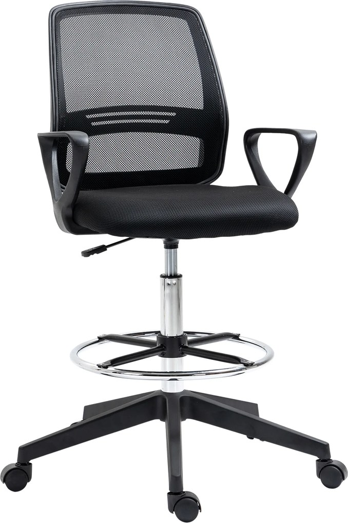 Vinsetto Cadeira de Escritório Alta Ajustável Giratória 360° Malha Respirável 68x66x120 cm Preto | Aosom Portugal