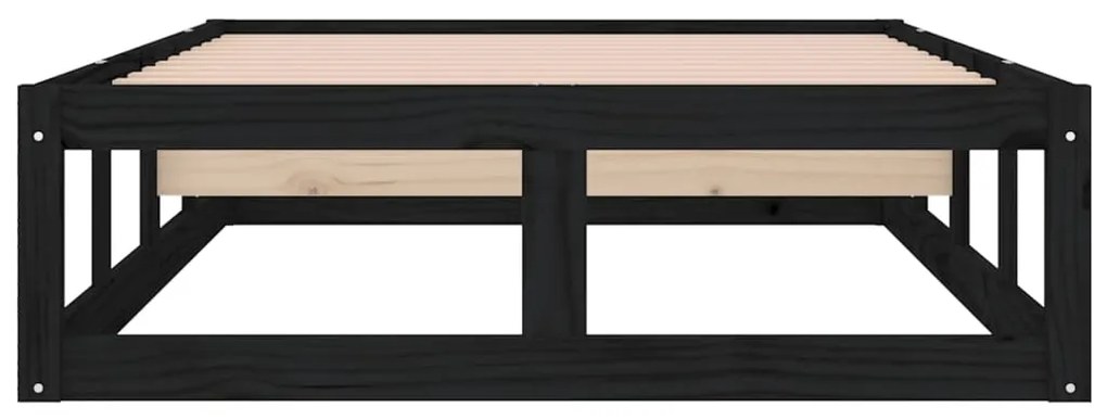 Estrutura de cama solteiro 90x190 cm madeira maciça preto