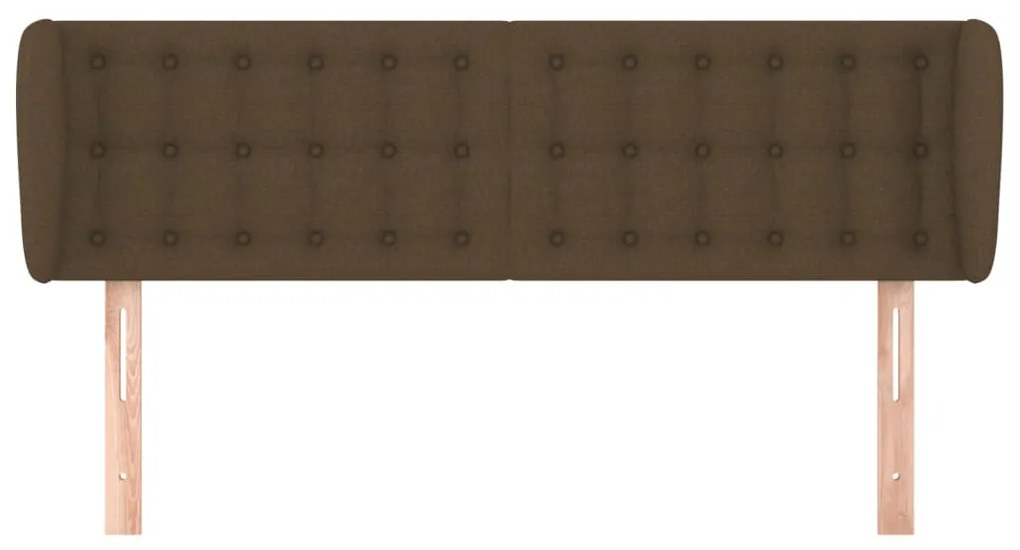 Cabeceira de cama c/ abas tecido 147x23x78/88cm castanho-escuro