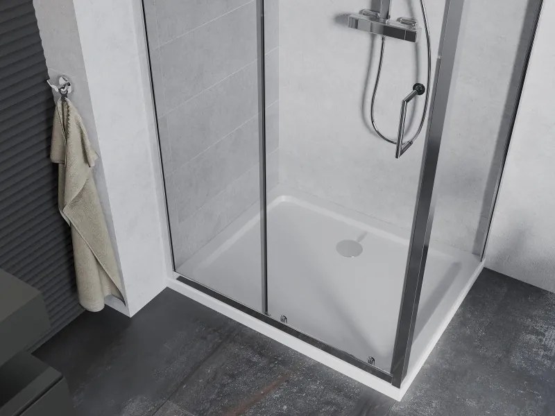 Mexen Apia cabine de duche de correr 120 x 90 cm, transparente, cromada + base Flat - 840-120-090-01-00-4010