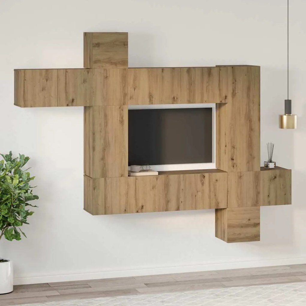 Conjunto de móvel de TV 10 pcs carvalho artisiano