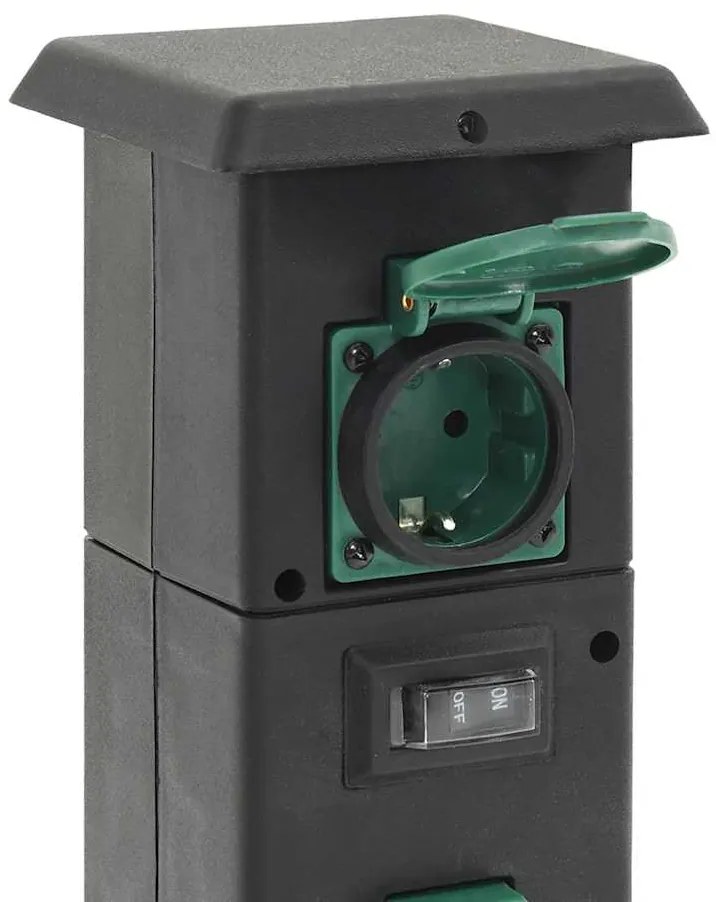 Coluna de tomadas p/ exterior 4 vias 16x16x39,5 cm preto/verde