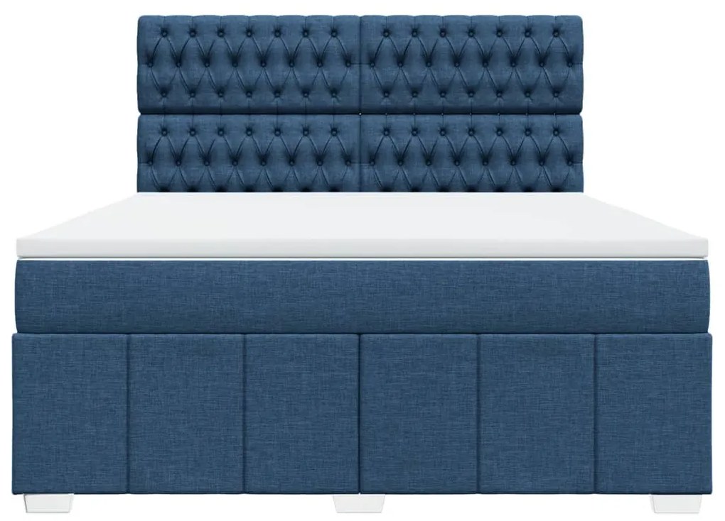 Cama com molas/colchão 180x200 cm tecido azul