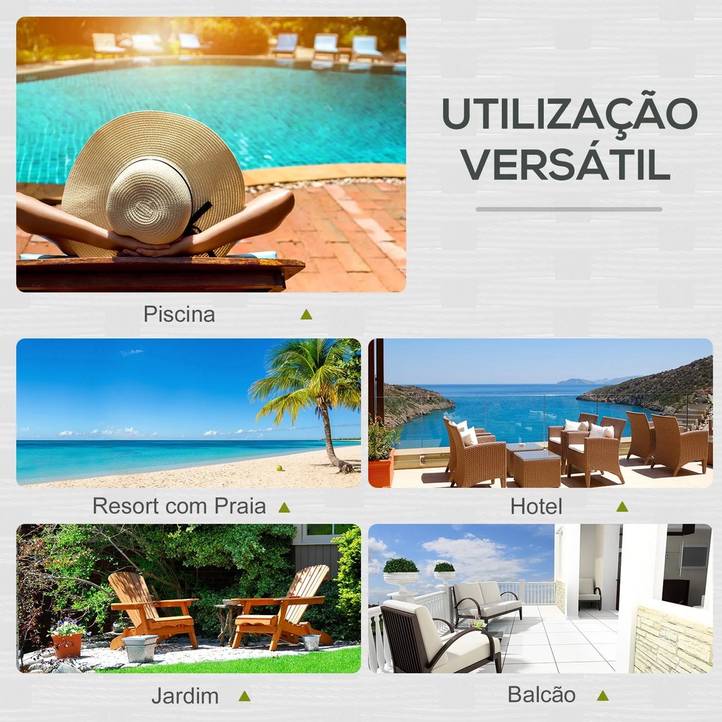 Conjunto de Espreguiçadeiras Exterior de Vime 2 Lugares com Almofadas