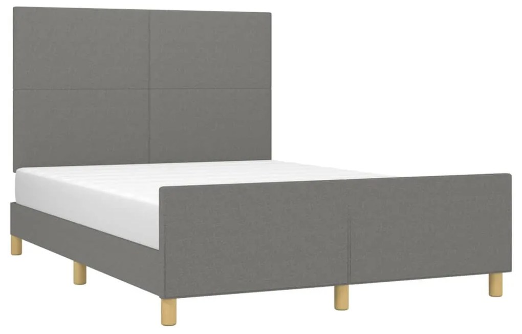 Estrutura de cama sem colchão 140x200 cm tecido cinzento-escuro