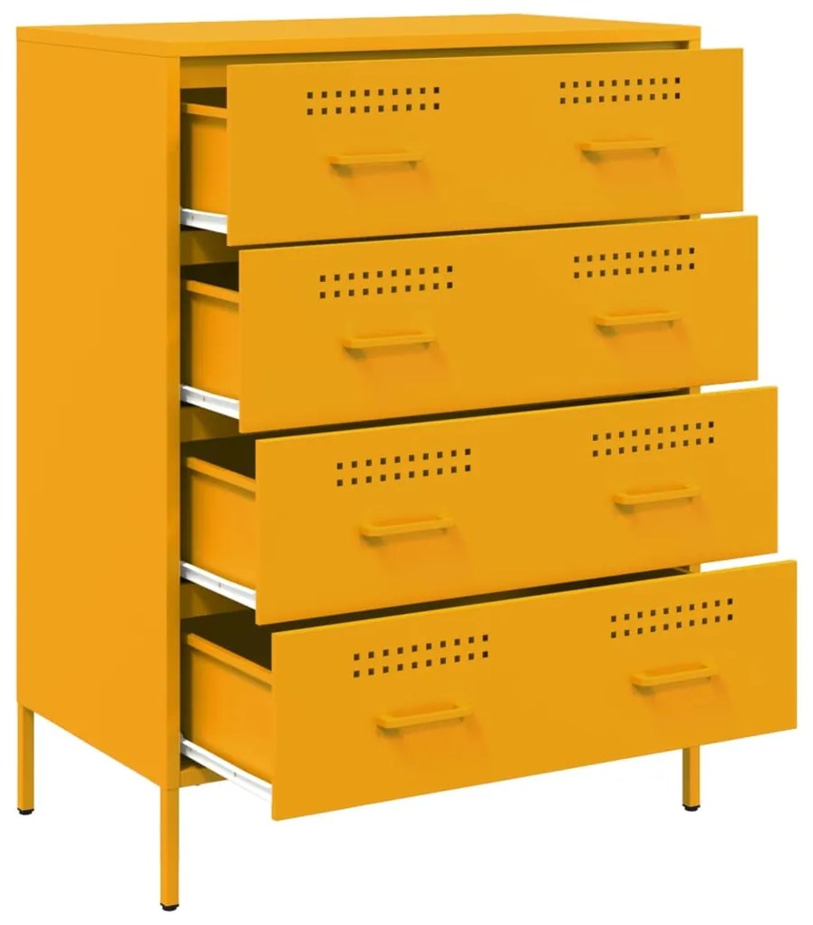 Aparador 68x39x89 cm aço amarelo mostarda