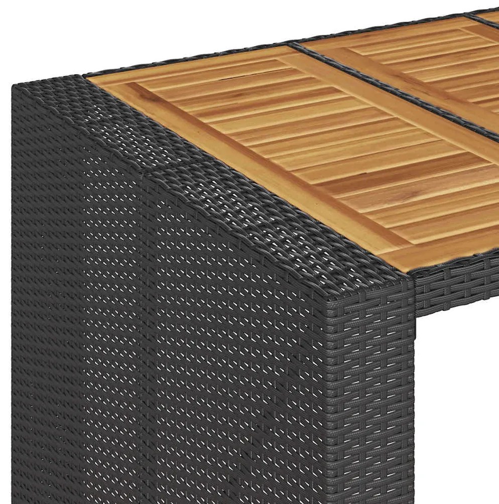 5 pcs conj. de bar jardim sem almofadões vime PE/acácia preto