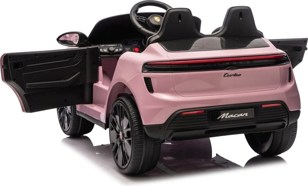 Carro elétrico para Crianças 2 a 6 anos 12V 4x4 Porsche Macan, Rodas de espuma EVA, Controle remoto Rosa