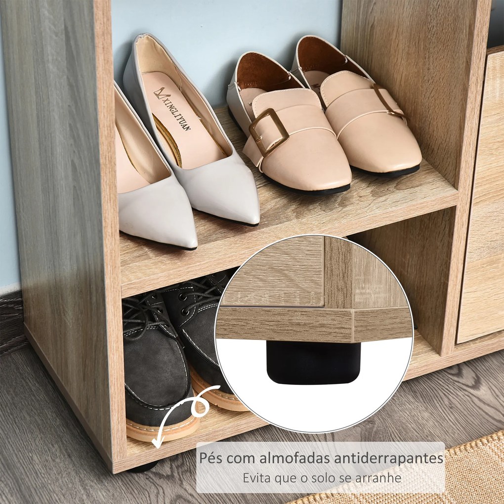 Sapateira de Madeira com Prateleiras de Armazenamento Sapateira para até 20 pares de Sapatos 101,5x25,5x98cm Madeira
