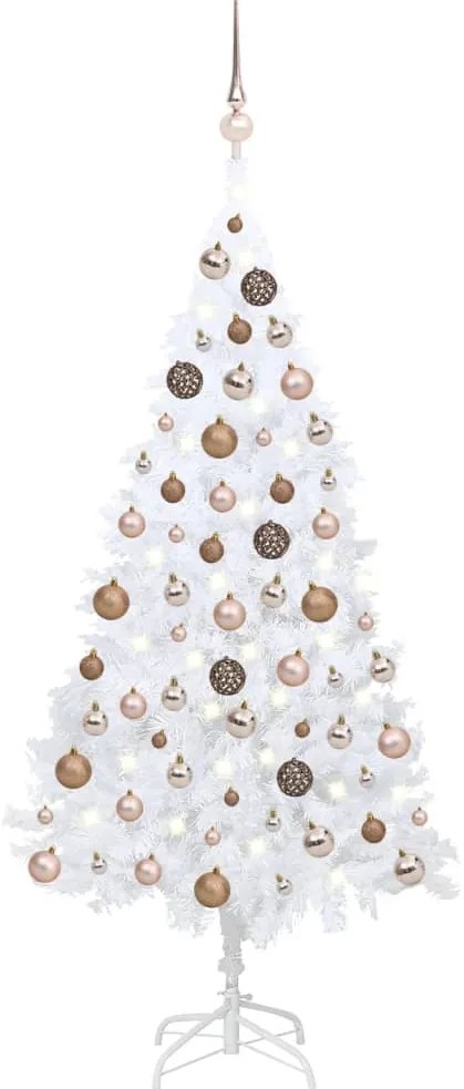 3077625 vidaXL Árvore Natal artificial pré-iluminada c/ bolas 120cm PVC branco
