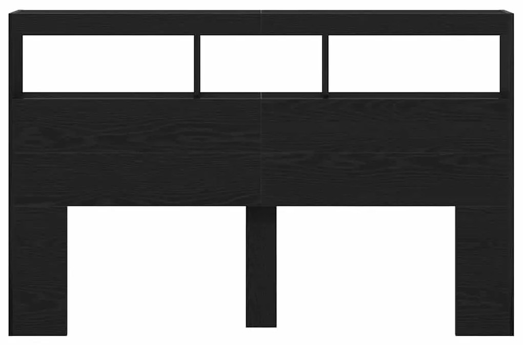 Armário cabeceira c/ luzes LED 160x17x102 cm carvalho preto
