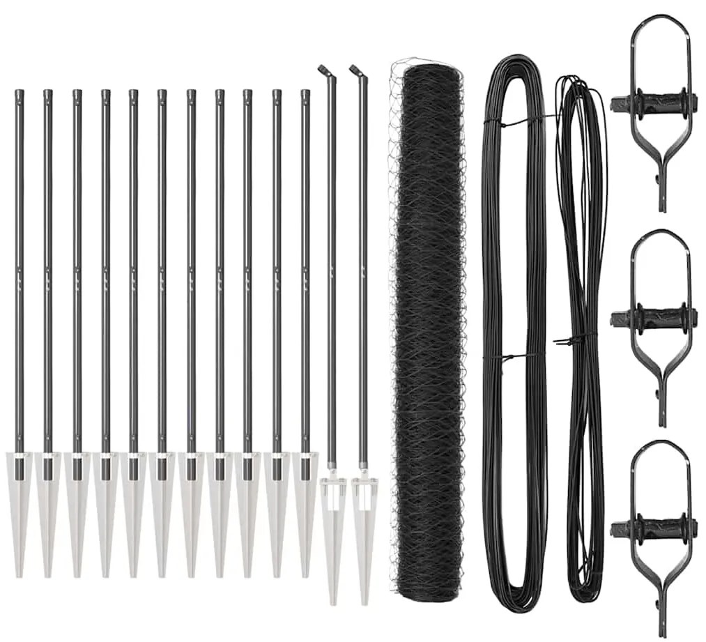 vidaXL Poste de Cerca Cinzeto 25 x 1,4 m (malha de 50 mm) Aço e PVC