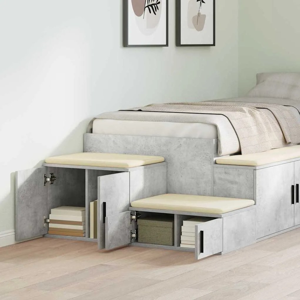 Armário de Armazenamento vidaXL Cinza Concreto 108x41x40 cm Madeira de