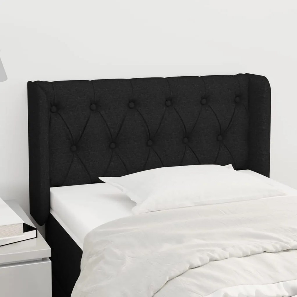 Cabeceira de cama c/ abas tecido 83x16x78/88 cm preto