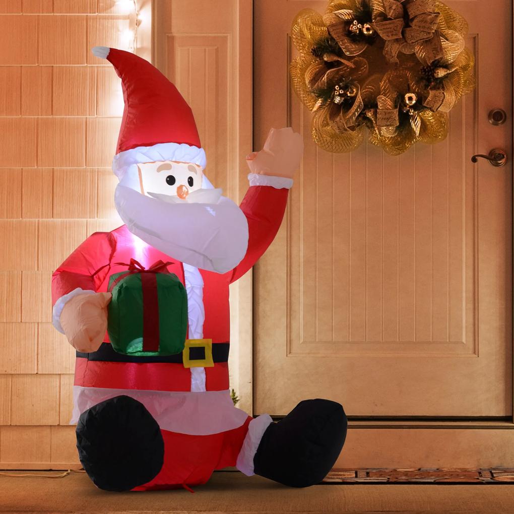 ® Pai Natal Inflável 1.2m com Prenda Decoração Natal Iluminação LED Ideal Interior Exterior