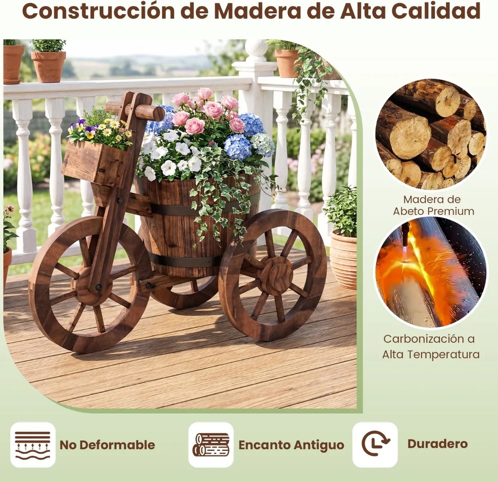 Floreira Triciclo, 54 x 29 x 44 cm, Caixa de Arrumação, Castanho