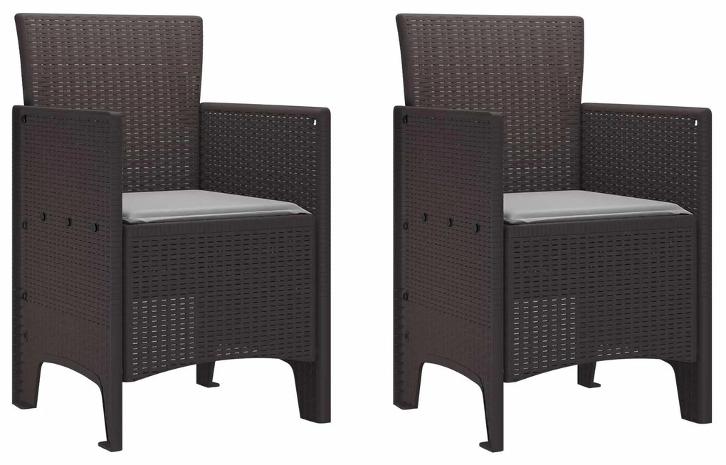 vidaXL Cadeira de Jardim 2 pcs Castanho 53 x 49 x 85 cm Polipropileno