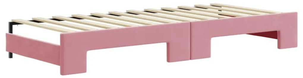 Sofá-cama com gavetão 80x200 cm veludo rosa