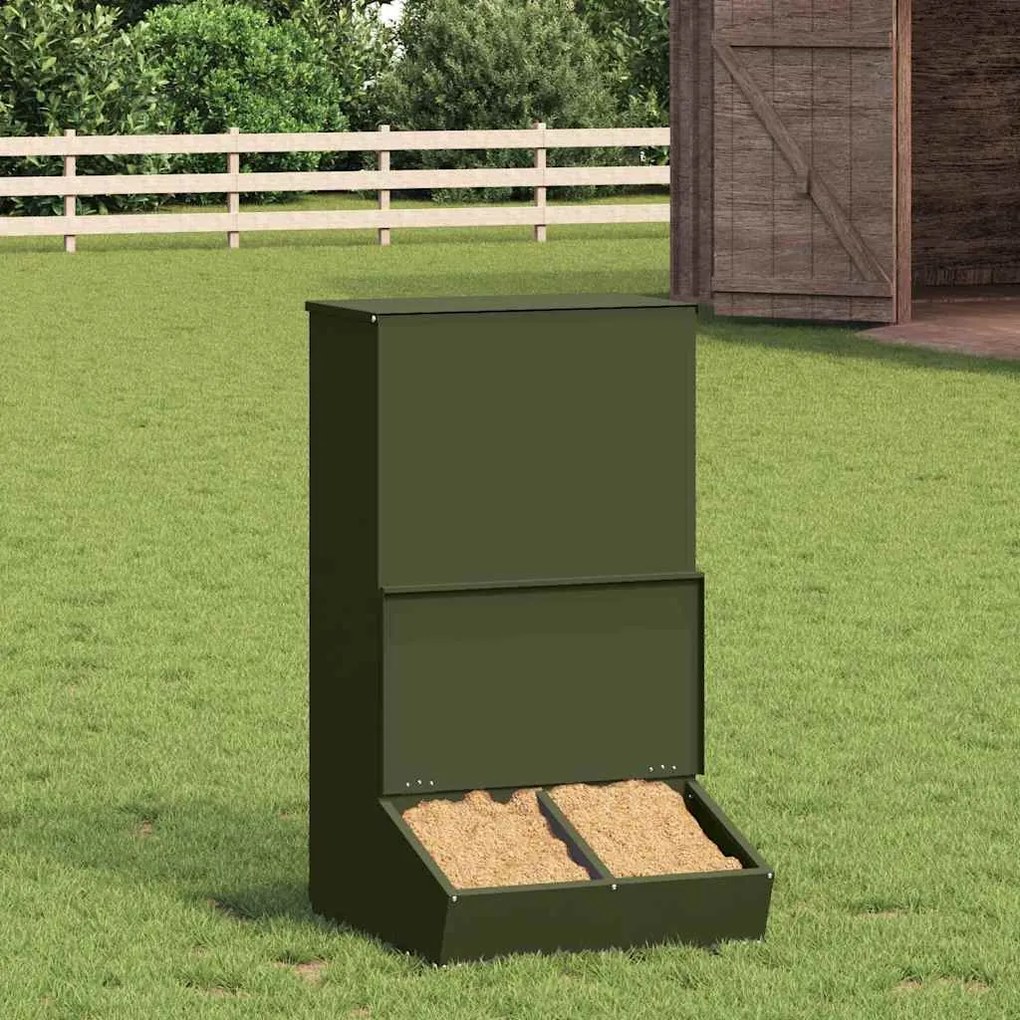vidaXL Comedouro para Porcos Verde Oliva 55 x 51 x 91,5 cm